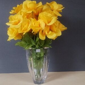 Yellow Floral Arrangement in Clear Vase